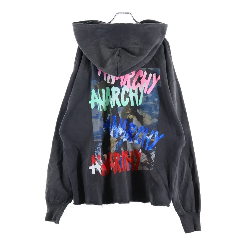 SAINT MICHAEL(セントマイケル) 25AW HOODIE ANARCHY アナーキー カットオフ プルオーバーフーディー パーカー ブラック SM-HR1-0000-119