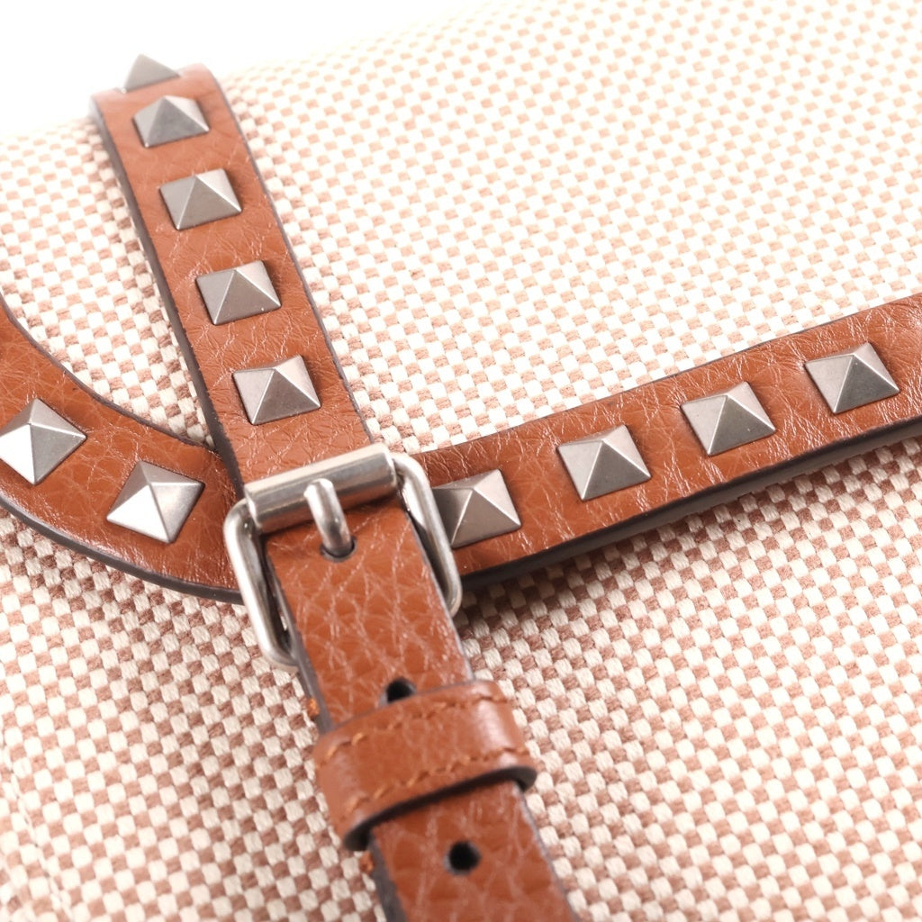 VALENTINO(ヴァレンティノ) Rockstud Foldover Top Shoulder Bag ロックスタッズクロスボディバッグ ショルダーバッグ ベージュ レディース
