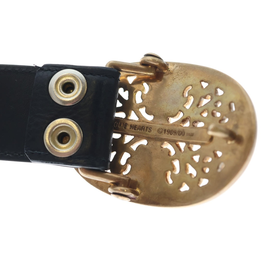CHROME HEARTS(クロムハーツ) BCKL OVAL CRS BRNZ 1.5オーバルクロス ブロンズバックル 1.5 STRAP 1.5インチ ブロンズ ホースシューリベッツ レザーベルトストラップ ブラック