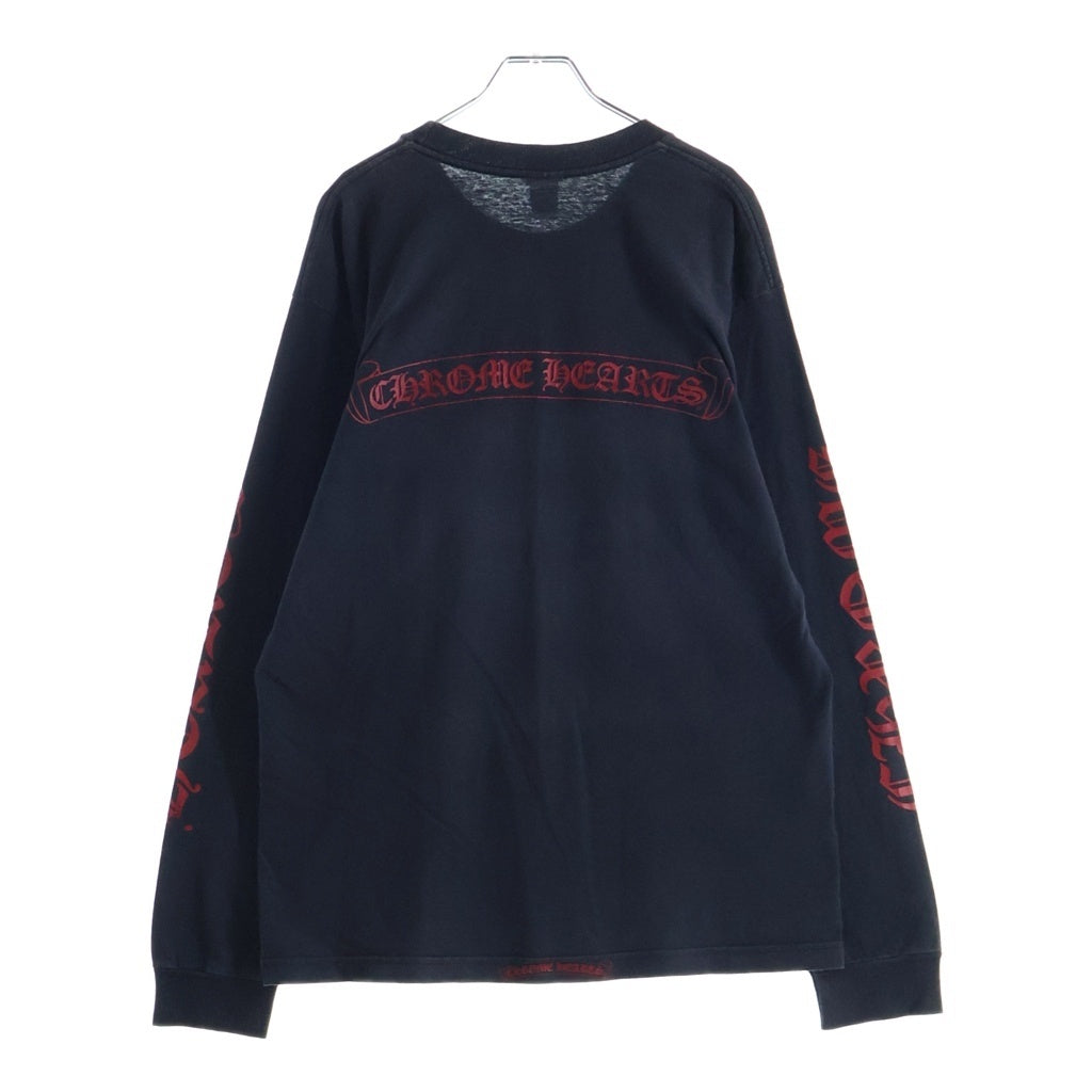 CHROME HEARTS(クロムハーツ) OLD CH SCROLL LOGO L/S TEE スクロールロゴ アームプリント 長袖Tシャツ ブラック/レッド