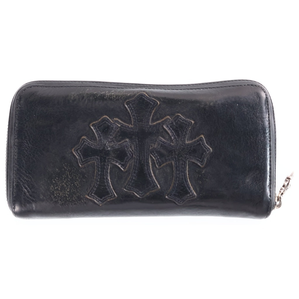 CHROME HEARTS(クロムハーツ) REC F ZIP 3クロス ラウンドジップレザーウォレット 財布 ブラック