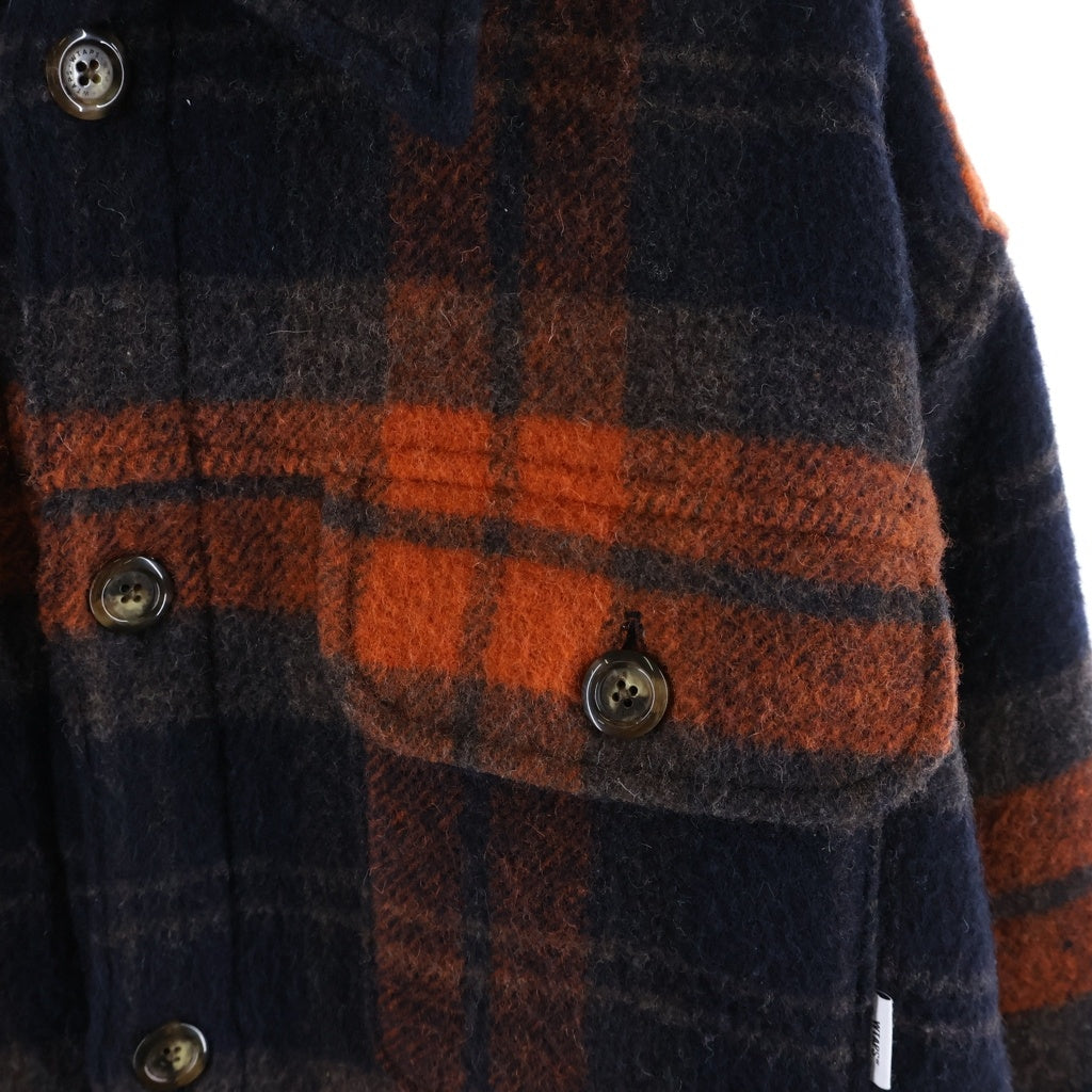 WTAPS(ダブルタップス) 24AW WCPO 02 JACKET WOPL MOSSER TEXTILE ウールチェックシャツジャケット ブラウン 242WVDT-JKM04