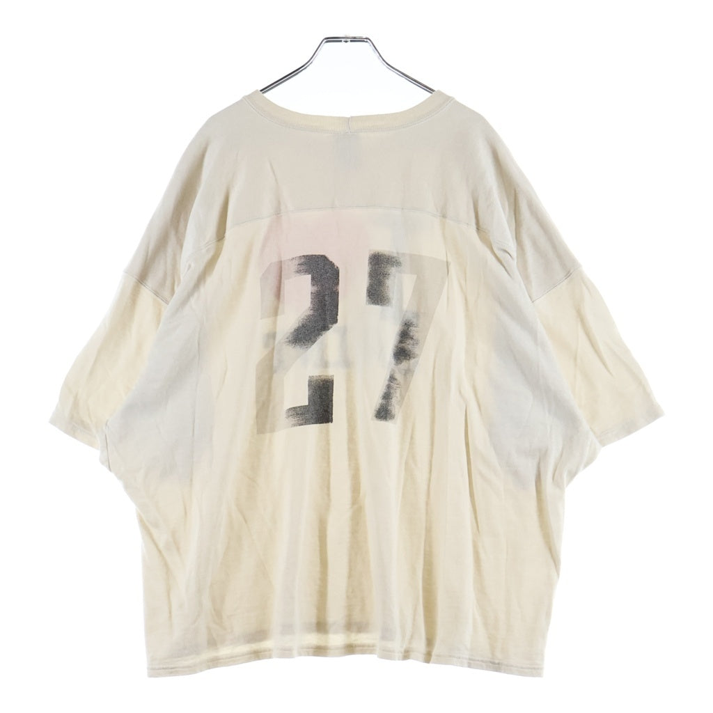 SAINT MICHAEL(セントマイケル) 26SS ヴィンテージ加工フットボールTシャツ アイボリー SM-MK8-0000-025