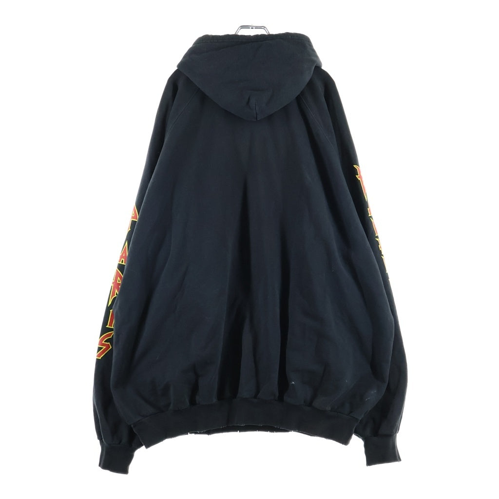 BALENCIAGA(バレンシアガ) 22SS METAL PRINTED OVERSIZED HOODIE メタルプリント オーバーサイズ プルオーバーパーカー ブラック 697879 TMV89