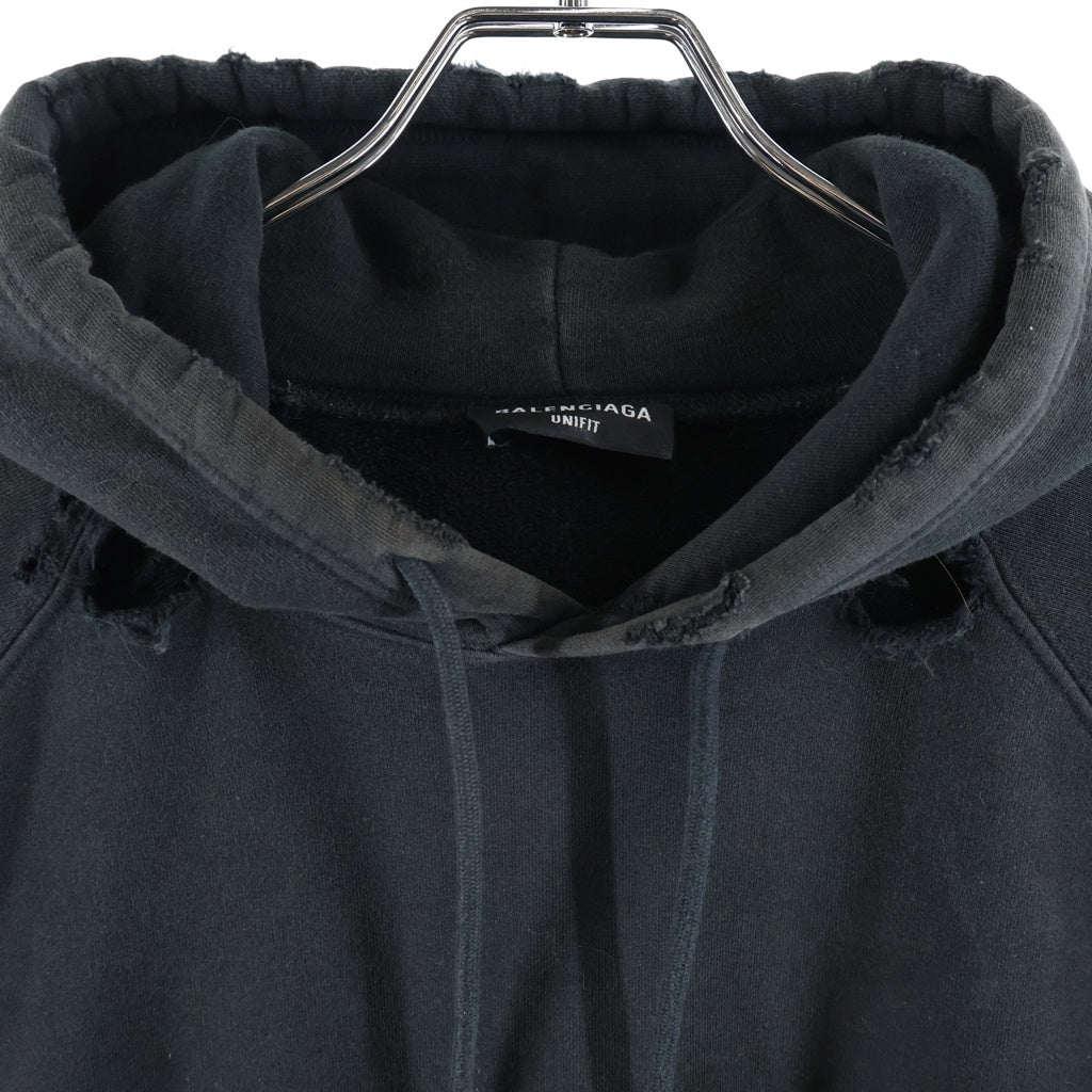 BALENCIAGA(バレンシアガ) 22SS METAL PRINTED OVERSIZED HOODIE メタルプリント オーバーサイズ プルオーバーパーカー ブラック 697879 TMV89