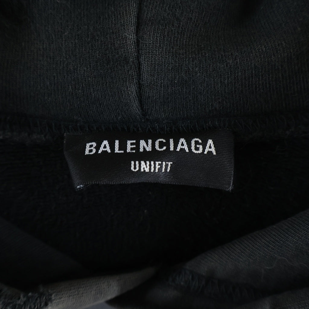 BALENCIAGA(バレンシアガ) 22SS METAL PRINTED OVERSIZED HOODIE メタルプリント オーバーサイズ プルオーバーパーカー ブラック 697879 TMV89