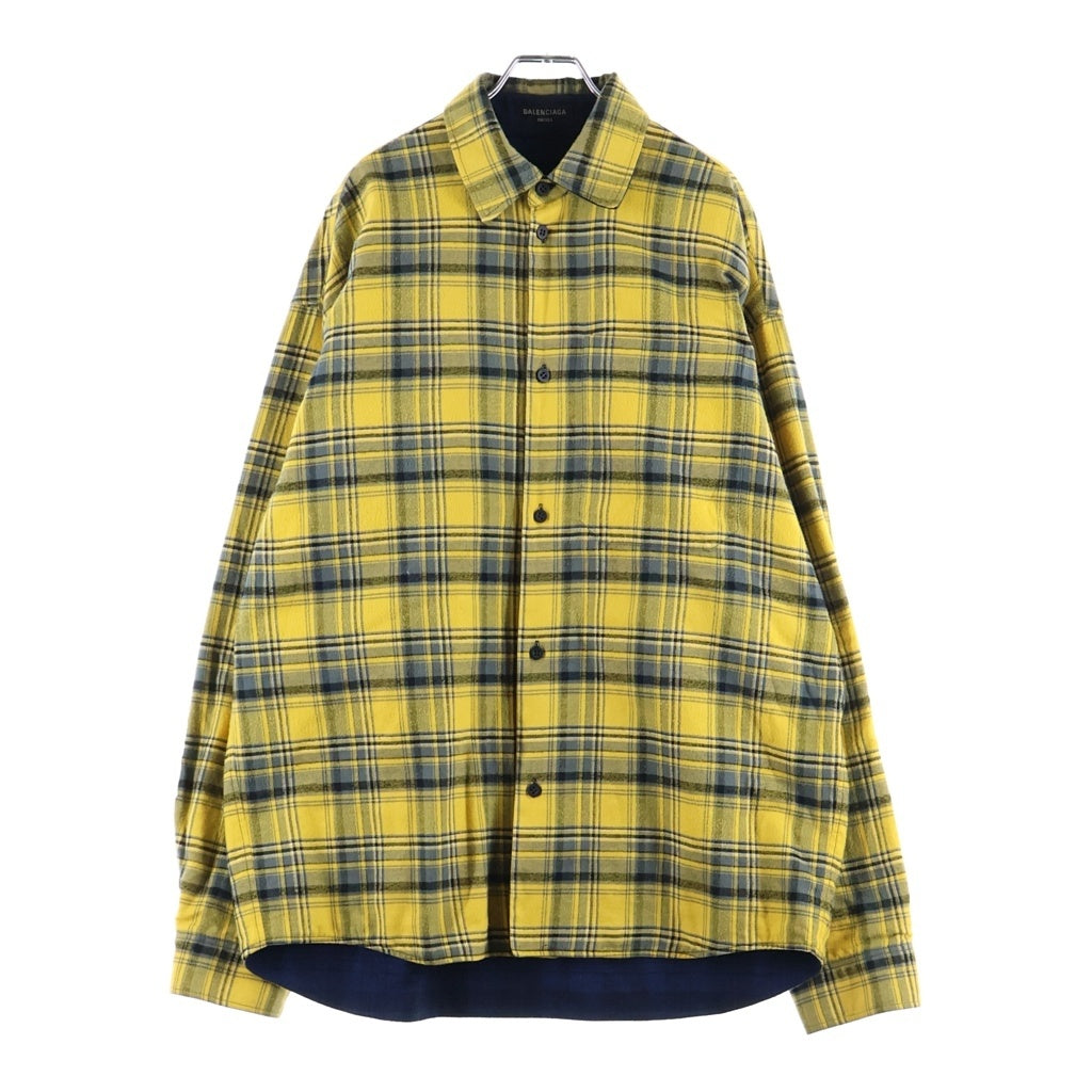 BALENCIAGA(バレンシアガ) 2AW REVERSIBLE SHIRT フランネルチェックリバーシブルオーバーサイズシャツ 720105 TNM27 イエロー