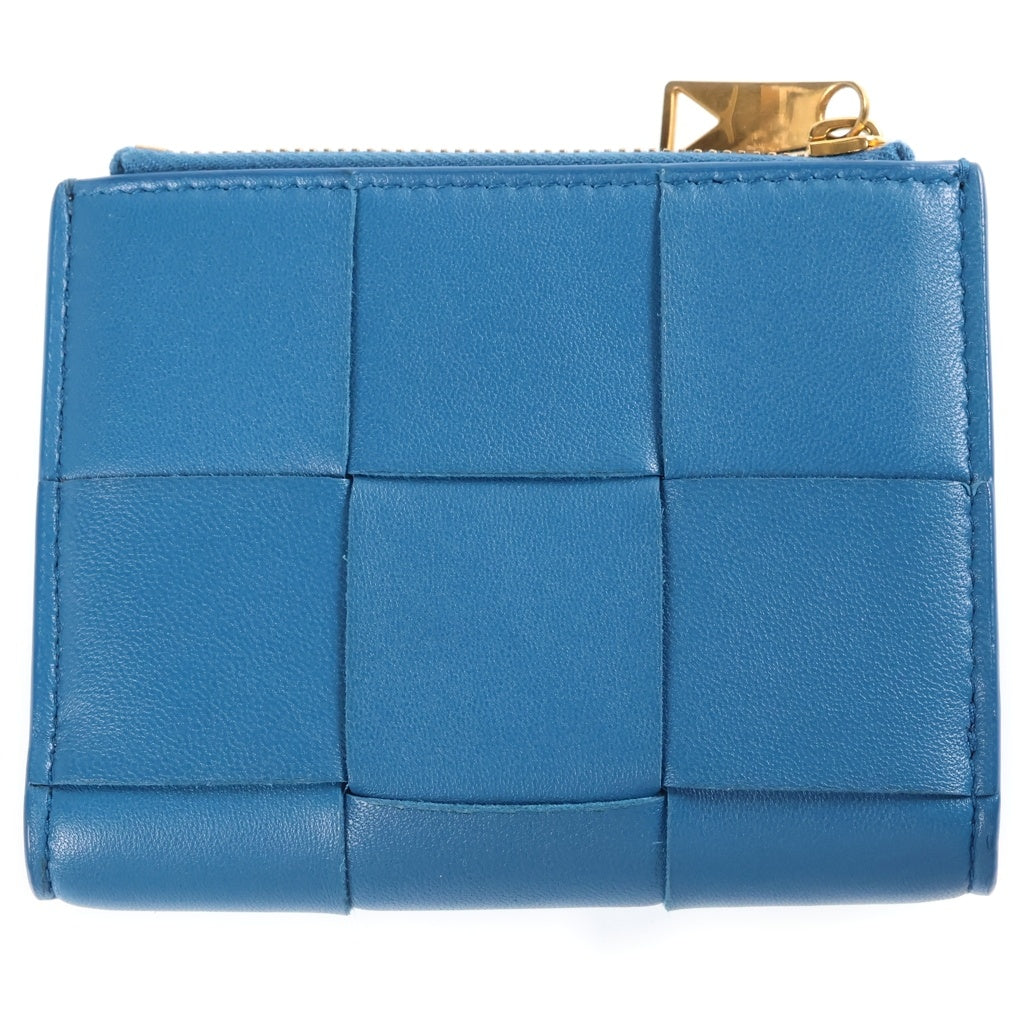 BOTTEGA VENETA(ボッテガヴェネタ) キシイントレチャート 二つ折り財布 ブルー 742698 レディース