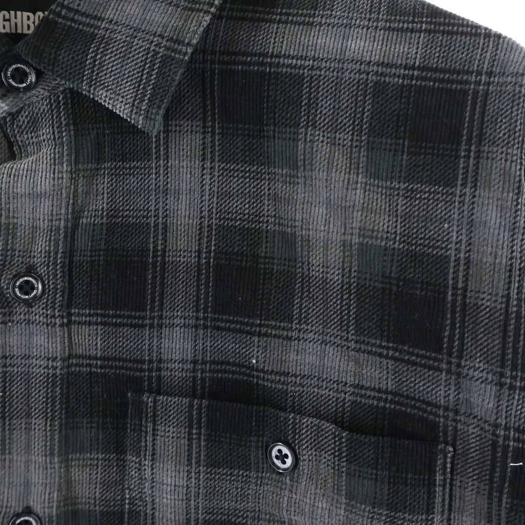 NEIGHBORHOOD(ネイバーフッド) 25AW CORDUROY CHECK SHIRT LS コーデュロイチェックシャツ ブラック 252TSNH-SHM07