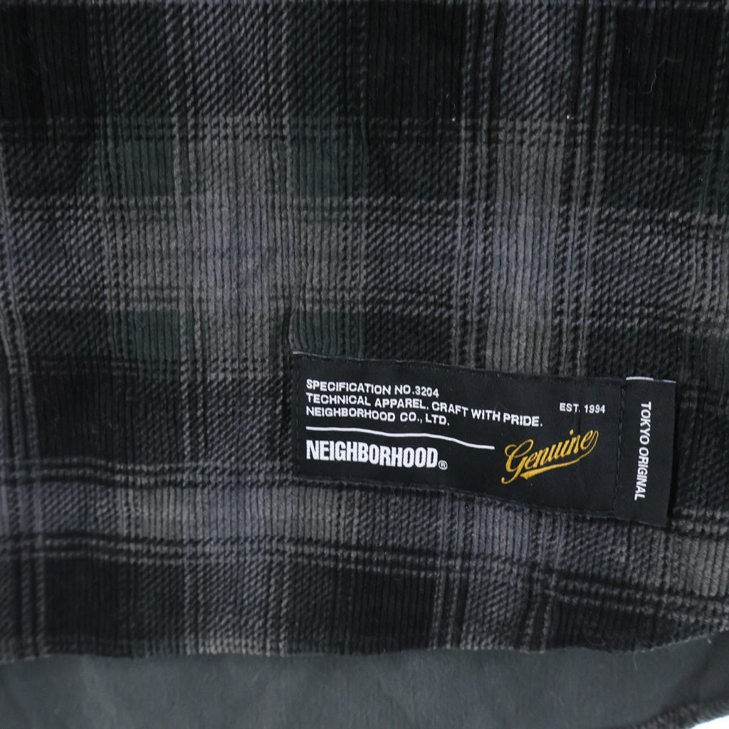 NEIGHBORHOOD(ネイバーフッド) 25AW CORDUROY CHECK SHIRT LS コーデュロイチェックシャツ ブラック 252TSNH-SHM07