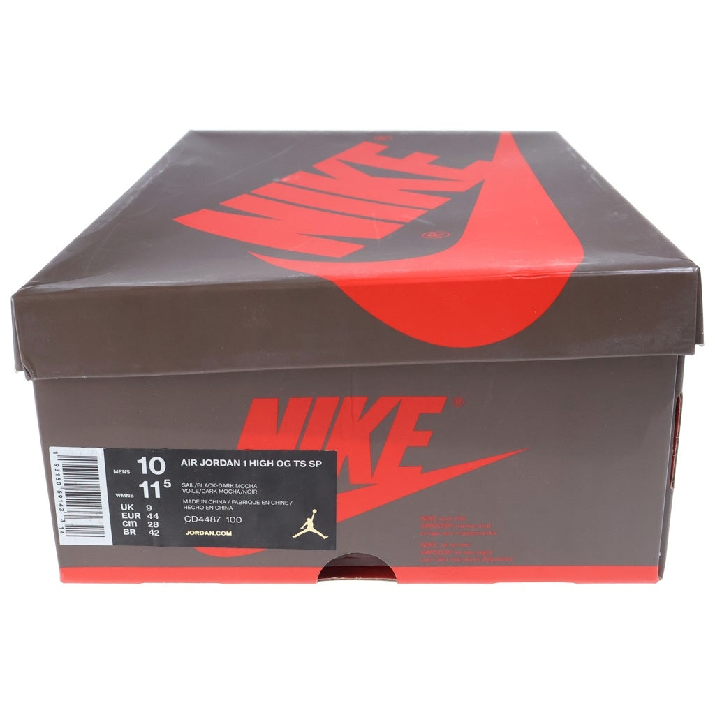 NIKE(ナイキ) ×TRAVIS SCOTT AIR JORDAN 1 RETRO HIGH OG TS SP トラヴィススコット エアジョーダン1 レトロ ハイカットスニーカー ブラウン/ホワイト US10/28cm CD4487-100