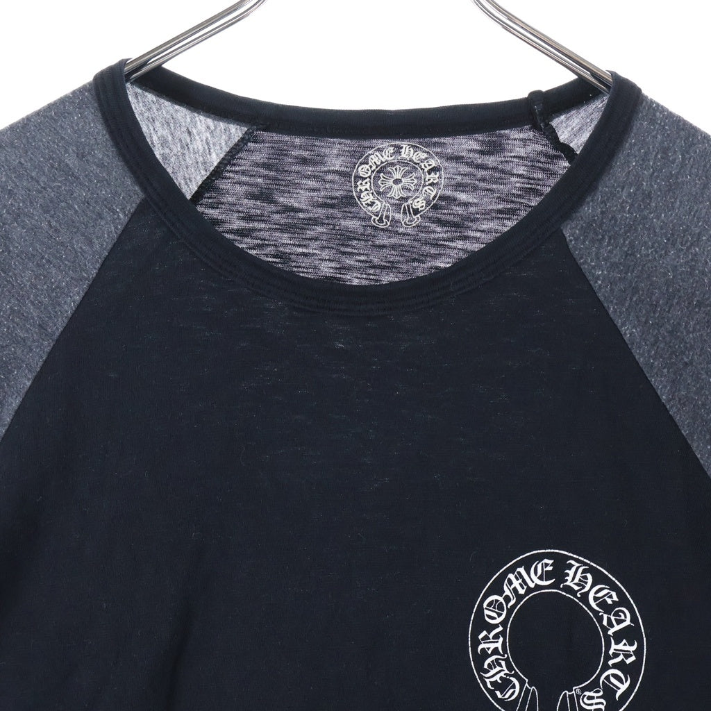 CHROME HEARTS(クロムハーツ) OLD RAGLAN L/S Tee ホースシュー/スクロールラベル プリントロゴ ラグラン長袖Tシャツ カットソー ブラック/グレー