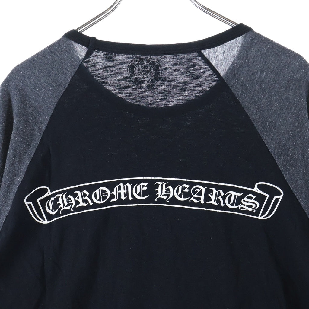 CHROME HEARTS(クロムハーツ) OLD RAGLAN L/S Tee ホースシュー/スクロールラベル プリントロゴ ラグラン長袖Tシャツ カットソー ブラック/グレー