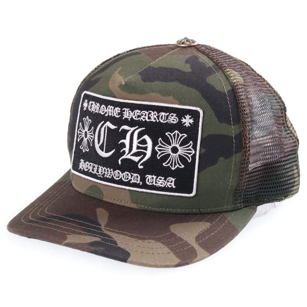 CHROME HEARTS(クロムハーツ) TRUCKER CAP トラッカーキャップ CHパッチ クロスボール カモフラ メッシュ帽子 カーキ