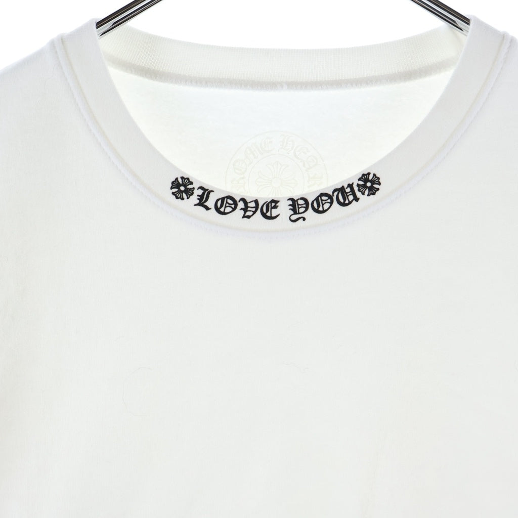 CHROME HEARTS(クロムハーツ) LOVE YOU NECK LOGO ラブユー ネックロゴ 袖フローラルプリント クルーネックスウェット ホワイト