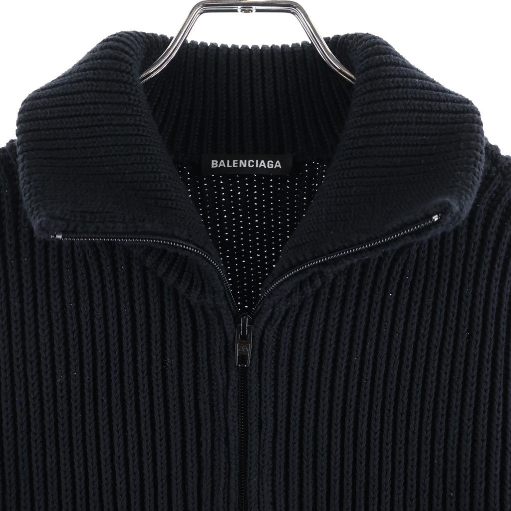 BALENCIAGA(バレンシアガ) COLORBLOCK ZIP-UP CARDIGAN ニット スウェット ドッキング ジップアップ カーディガン ブラック/ブルー 606899 T3163