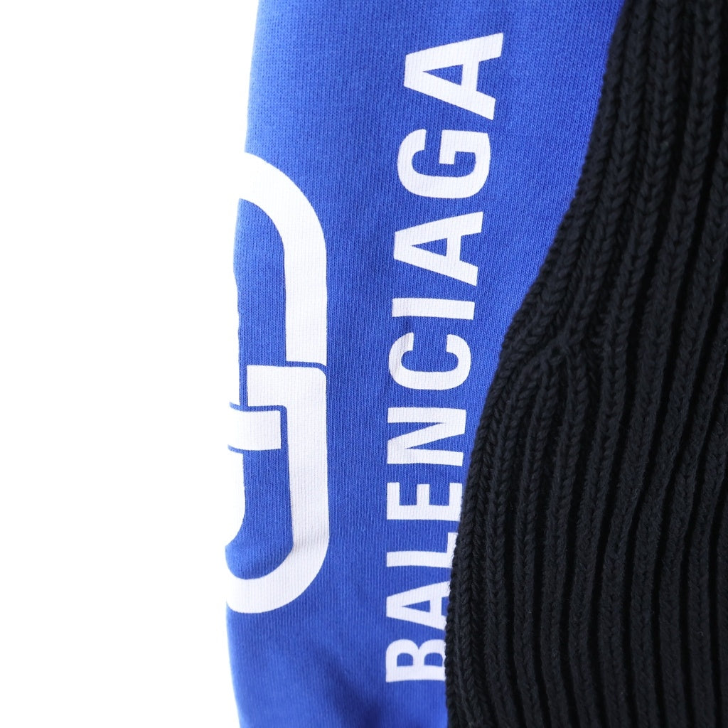 BALENCIAGA(バレンシアガ) COLORBLOCK ZIP-UP CARDIGAN ニット スウェット ドッキング ジップアップ カーディガン ブラック/ブルー 606899 T3163