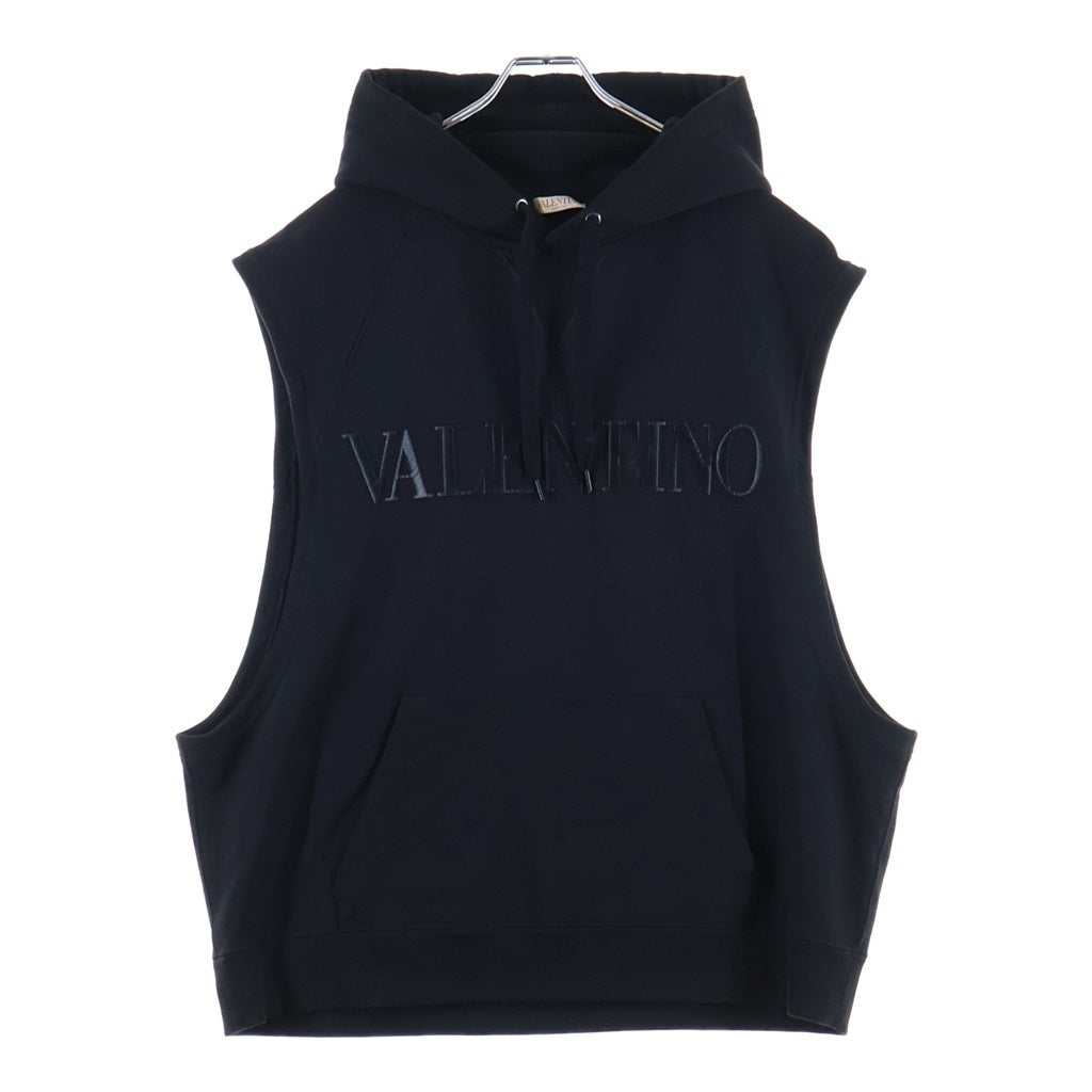 VALENTINO(ヴァレンティノ) 23SS LETTER PRINT SWEATSHIRT フロントプリント フード付き スウェット ノースリーブ ブラック XV0MF21U8F80NO