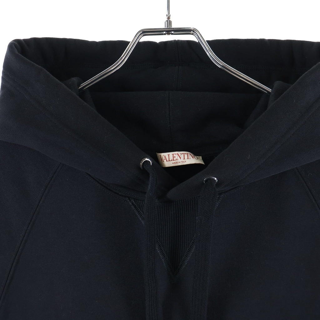 VALENTINO(ヴァレンティノ) 23SS LETTER PRINT SWEATSHIRT フロントプリント フード付き スウェット ノースリーブ ブラック XV0MF21U8F80NO