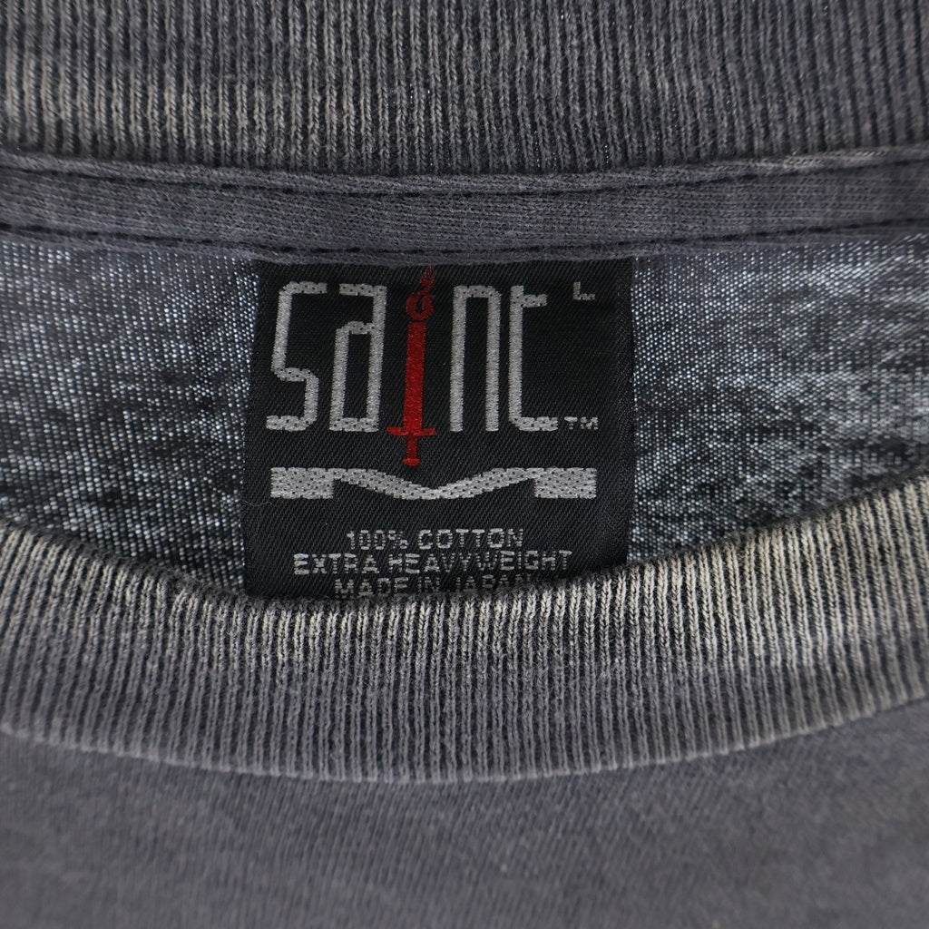 SAINT MICHAEL(セントマイケル) 25SS RAINBOW LS TEE加工 レインボーロゴプリントTシャツ 長袖クルーネックカットソー ブラック SM-HR8-0000-032