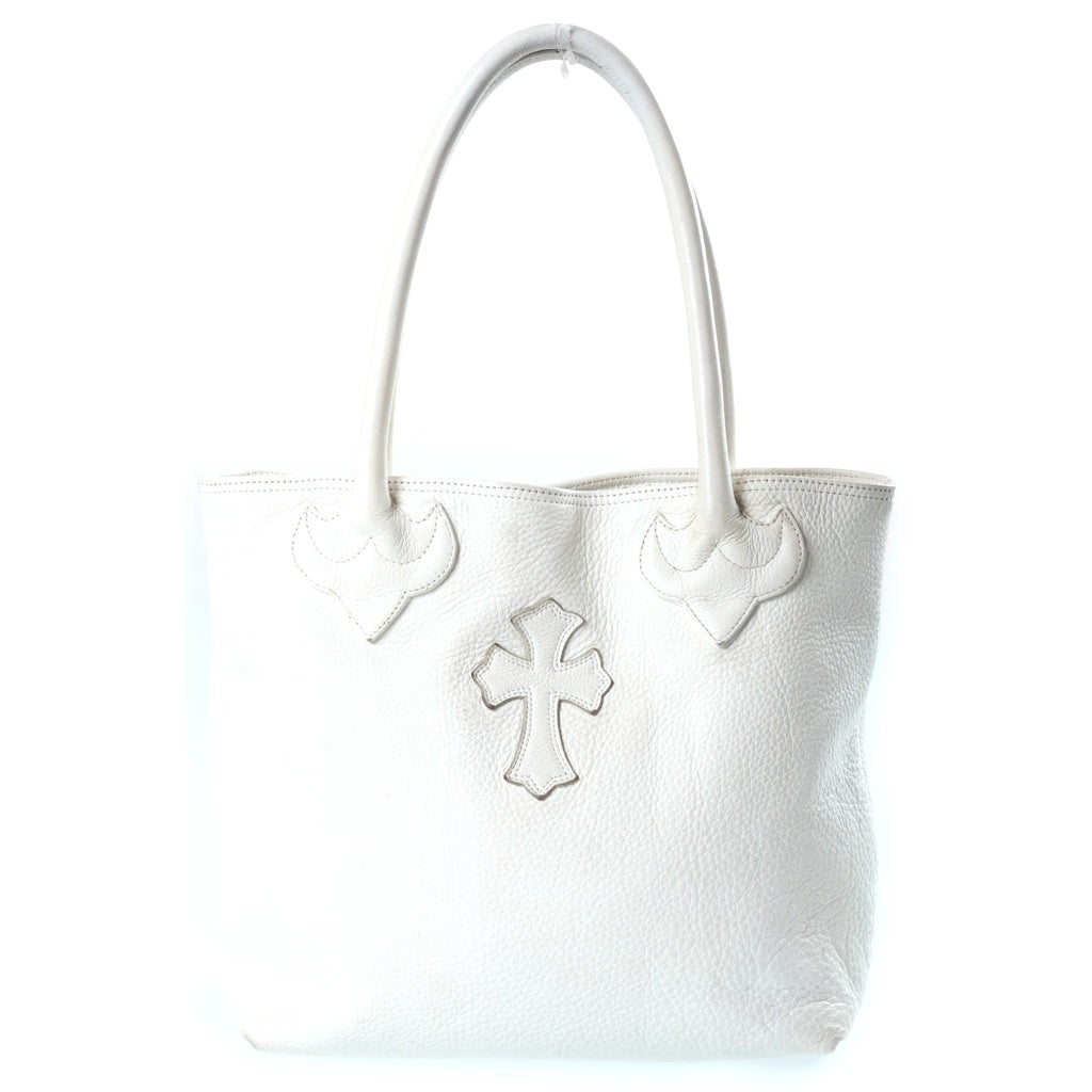 CHROME HEARTS(クロムハーツ) FS TOTE FSトート クロスパッチ付きレザートートバッグ ホワイト レディース