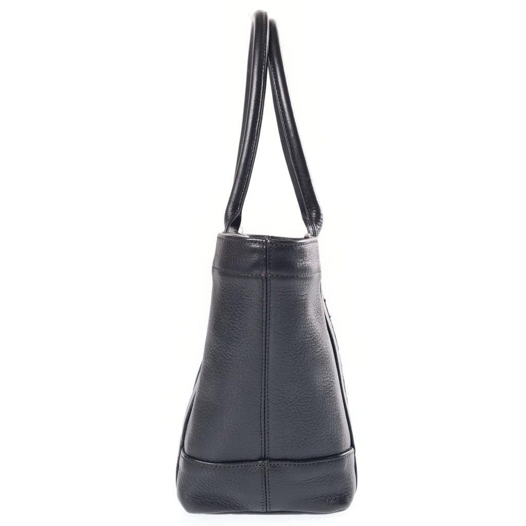 CHROME HEARTS(クロムハーツ) MINI TOTE BAG セメタリークロスパッチ ミニトート レザーハンドバック ブラック レディース