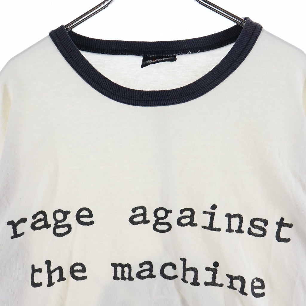 VINTAGE(ヴィンテージ) 90S RAGE AGAINST THE MACHINE レイジアゲインストザマシーン フロントプリント リンガー半袖Tシャツカットソー ホワイト