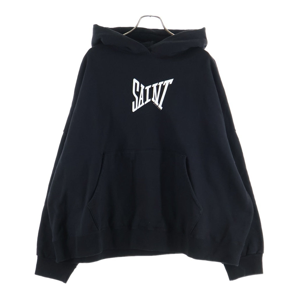 SAINT MICHAEL(セントマイケル) 24AW RIBON SAINT HOODIE ロゴプリント スウェット プルオーバーパーカー ブラック SM-YS1-0000 039