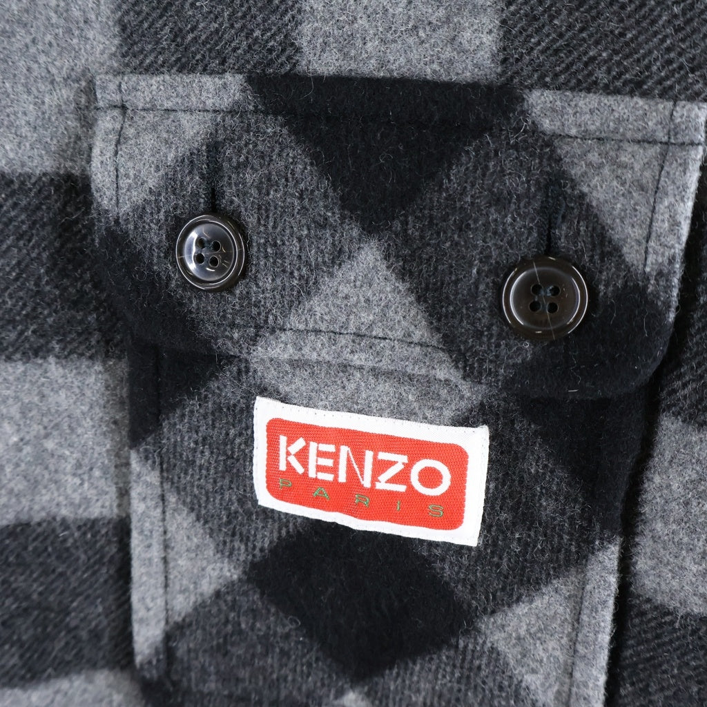 KENZO(ケンゾー) WOOL OVER SHIRT ウール オーバーサイズシャツ グレー FC65CH5099CN
