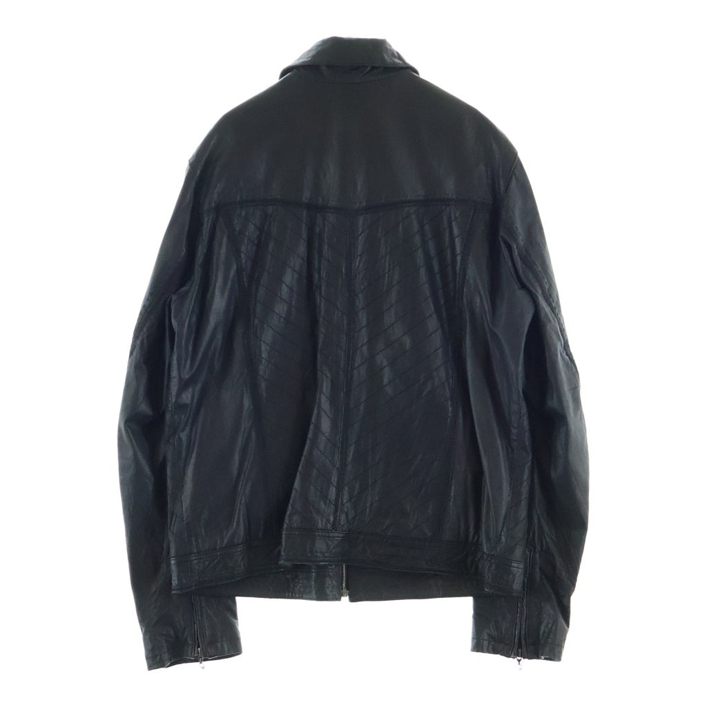 JUST cavalli(ジャストカヴァリ) ステッチデザイン ジップレザージャケット ブラック