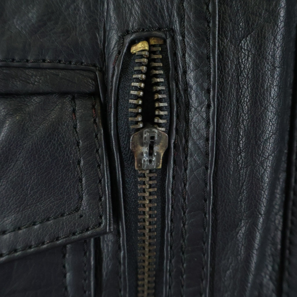 JUST cavalli(ジャストカヴァリ) ステッチデザイン ジップレザージャケット ブラック