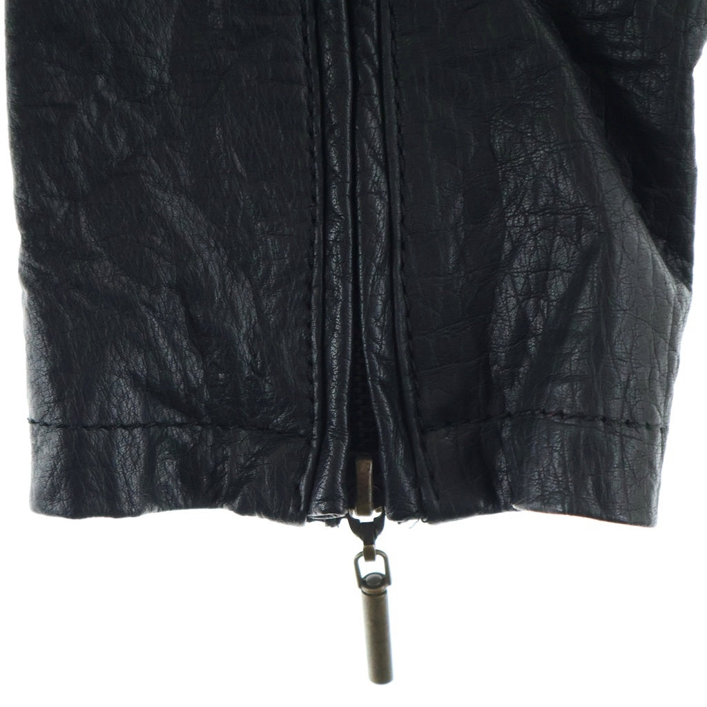 JUST cavalli(ジャストカヴァリ) ステッチデザイン ジップレザージャケット ブラック