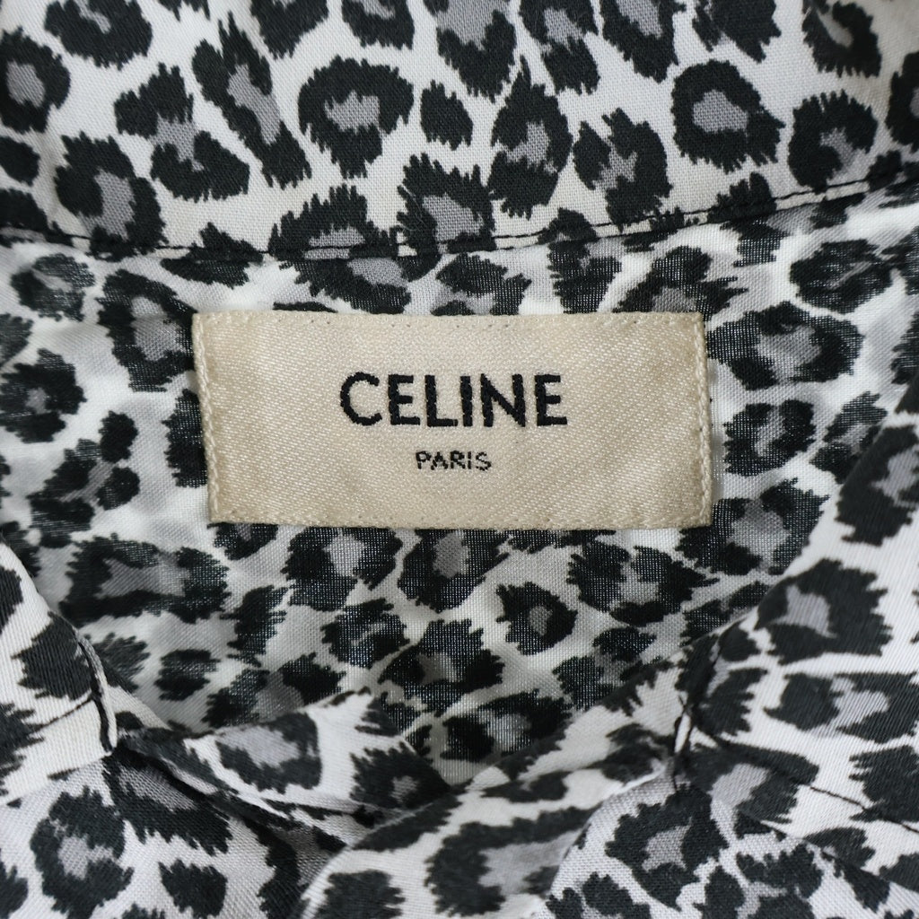 CELINE(セリーヌ) 20SS ハワイアンルーズ レオパードプリント 長袖シャツ ホワイト/ブラック 2C268900H