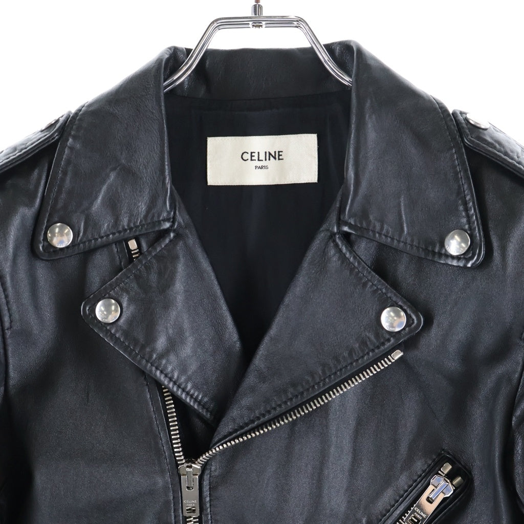 CELINE(セリーヌ) 19SS CLASSIC BIKER IN CALFSKIN クラシック バイカー ダブルカーフスキンライダース ジャケット ブラック 2E058297D