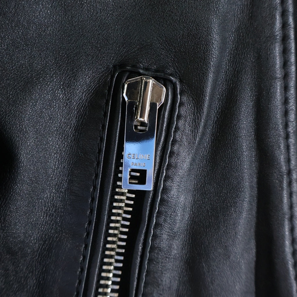 CELINE(セリーヌ) 19SS CLASSIC BIKER IN CALFSKIN クラシック バイカー ダブルカーフスキンライダース ジャケット ブラック 2E058297D