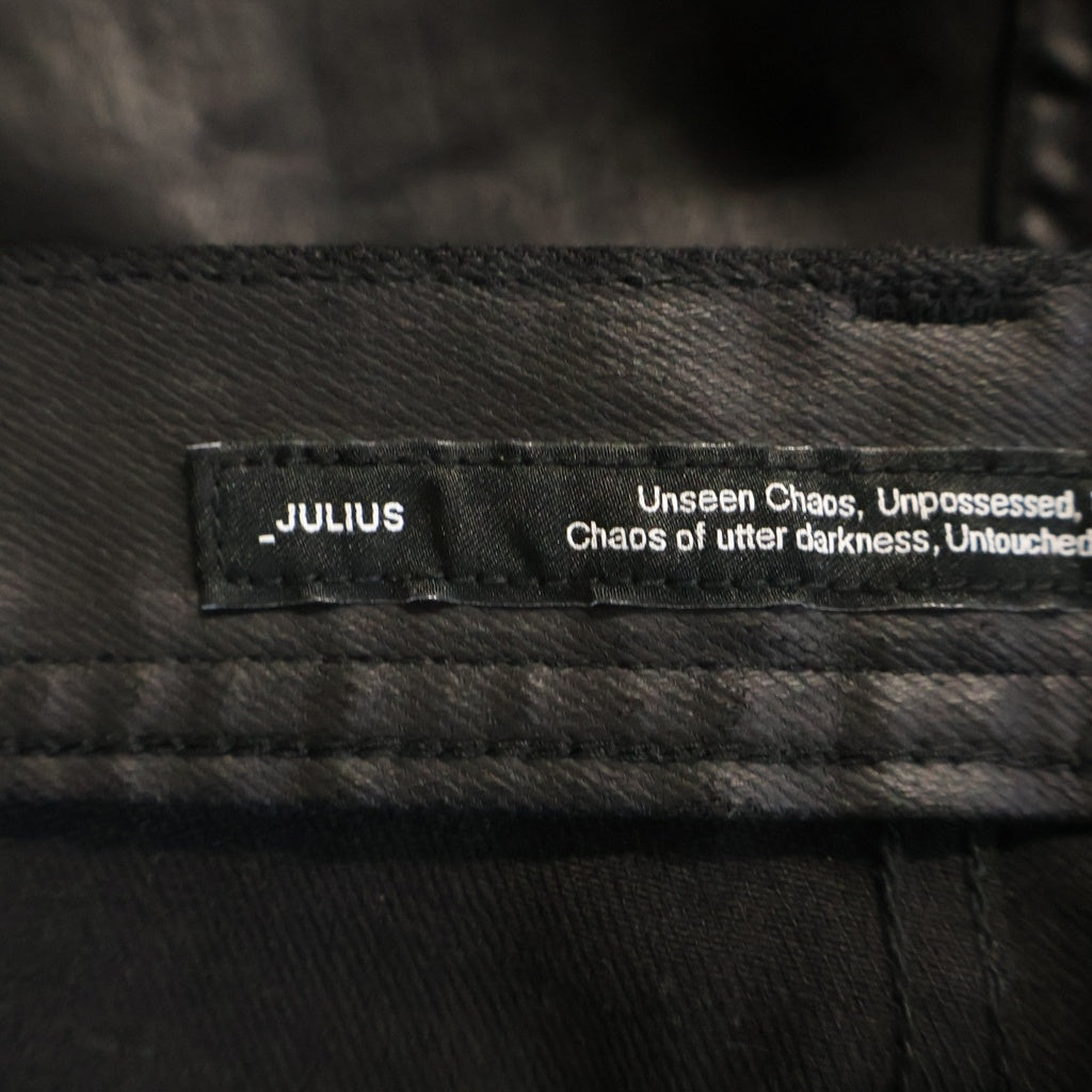 JULIUS(ユリウス) 26SS 10oz COATED STRETCH DENIM PANTS コーティングストレッチフレアデニムパンツ ブラック 937PAM6