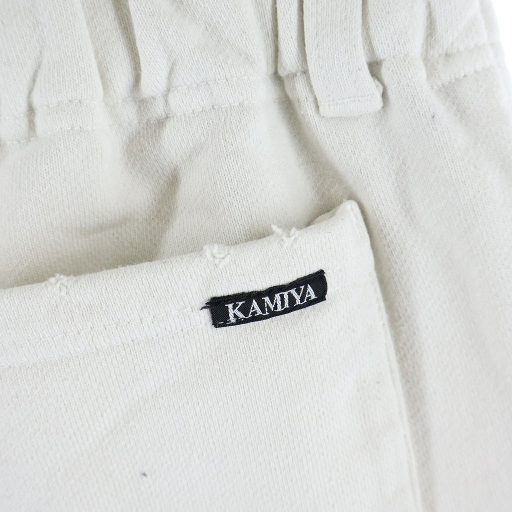 KAMIYA(カミヤ) 25AW SKULL FLAME DISTRESSED SWEAT PANTS スカルフレイム ディストレスドスウェットパンツ アイボリー G15PT076