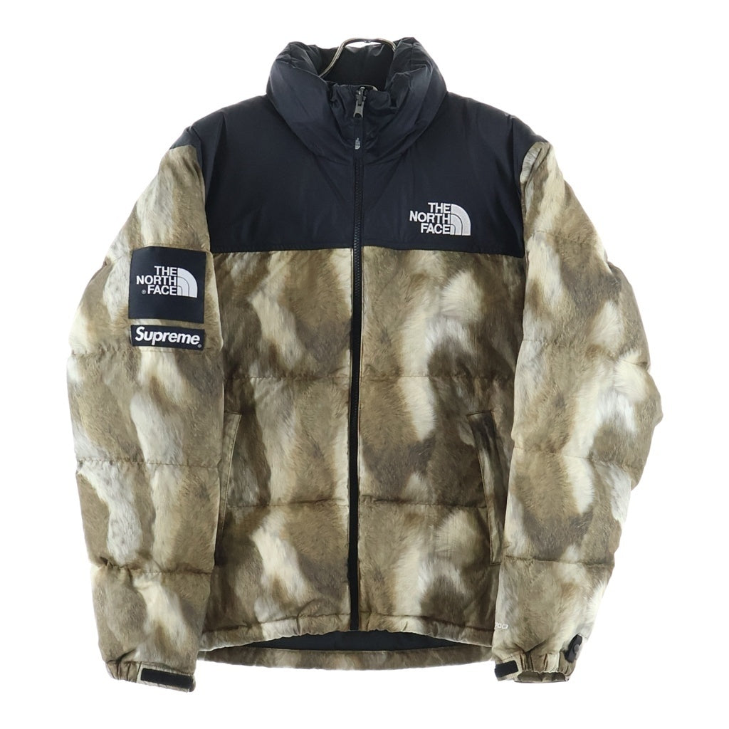 SUPREME(シュプリーム) 13AW ×THE NORTH FACE Fur Print Nuptse Jacket ノースフェイス ファープリント ダウンジャケット ブラック/ブラウン ND01340