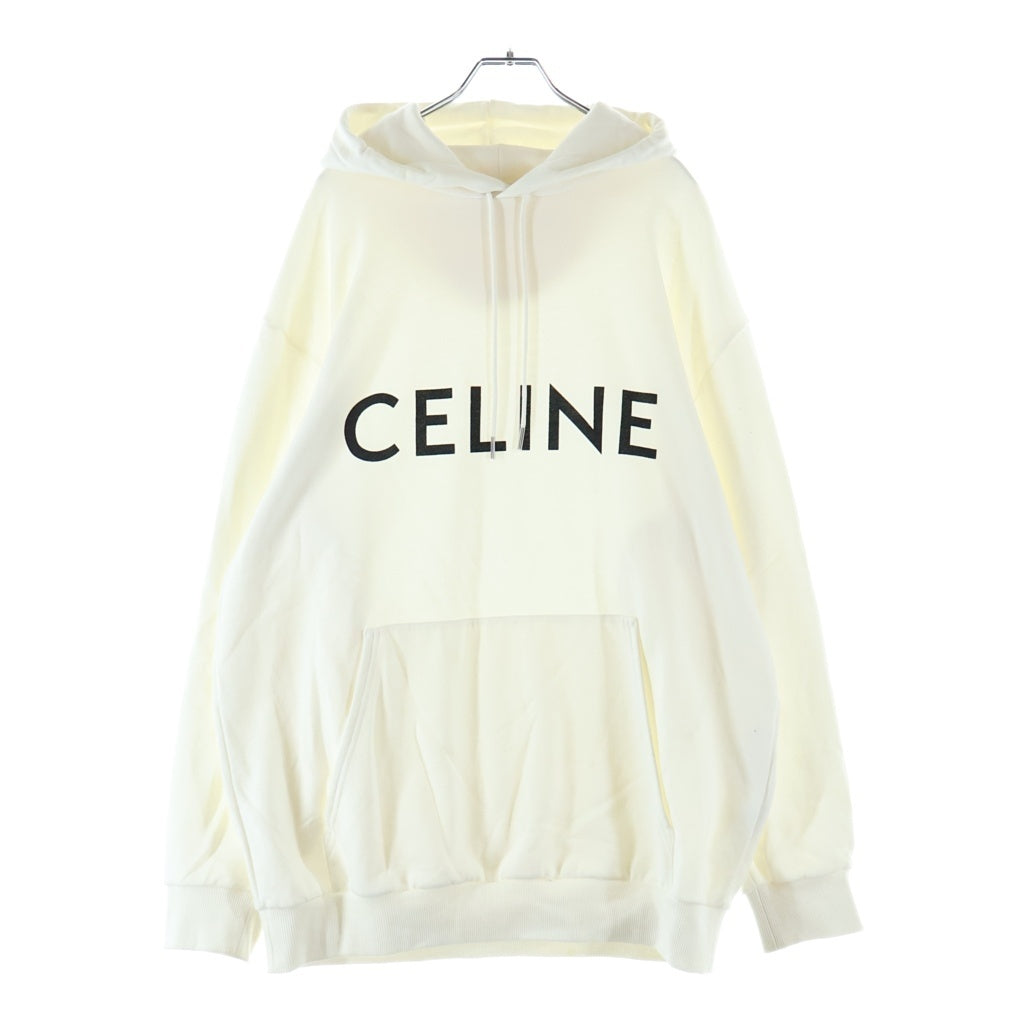 CELINE(セリーヌ) 20AW ロゴプリント ルーズフーディー パーカー ホワイト 2Y668670Q