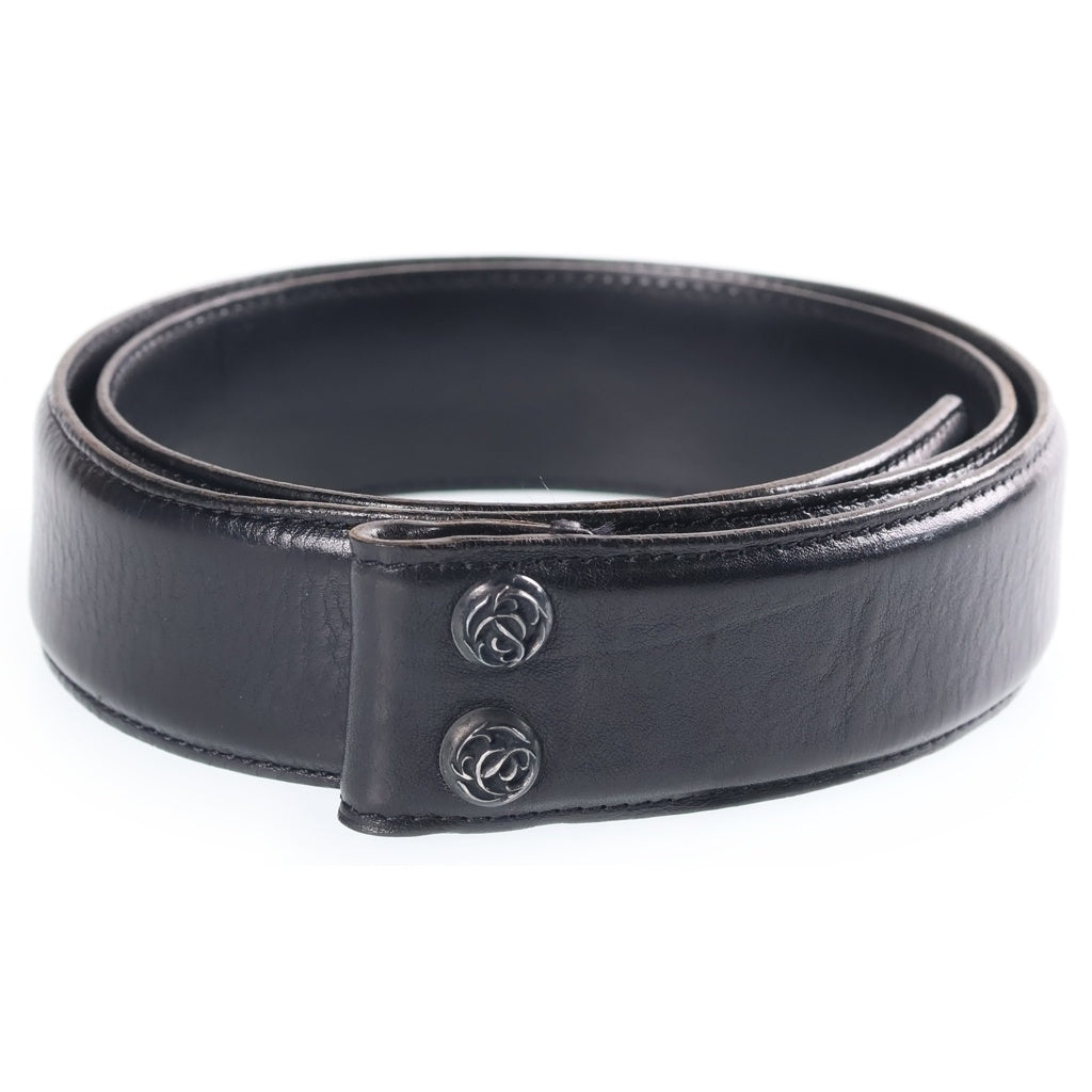 CHROME HEARTS(クロムハーツ) 1.5 STRAP 1.5inchフローラルレーベルリベッツ レザーベルト ブラック
