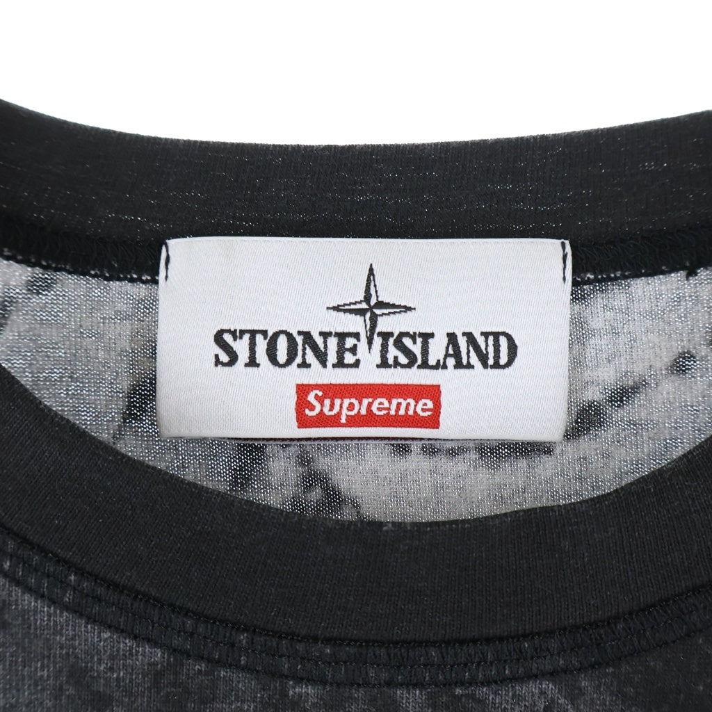 SUPREME(シュプリーム) 23SS × STONE ISLAND Felpa Tee ストーンアイランド グラフィック 半袖Tシャツカットソー ブラック 7925202S8