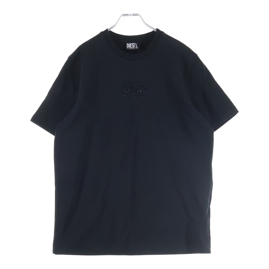 DIESEL(ディーゼル) フロント ラインストーンロゴ 半袖Tシャツカットソー ブラック T-JUST-XMAS A17182