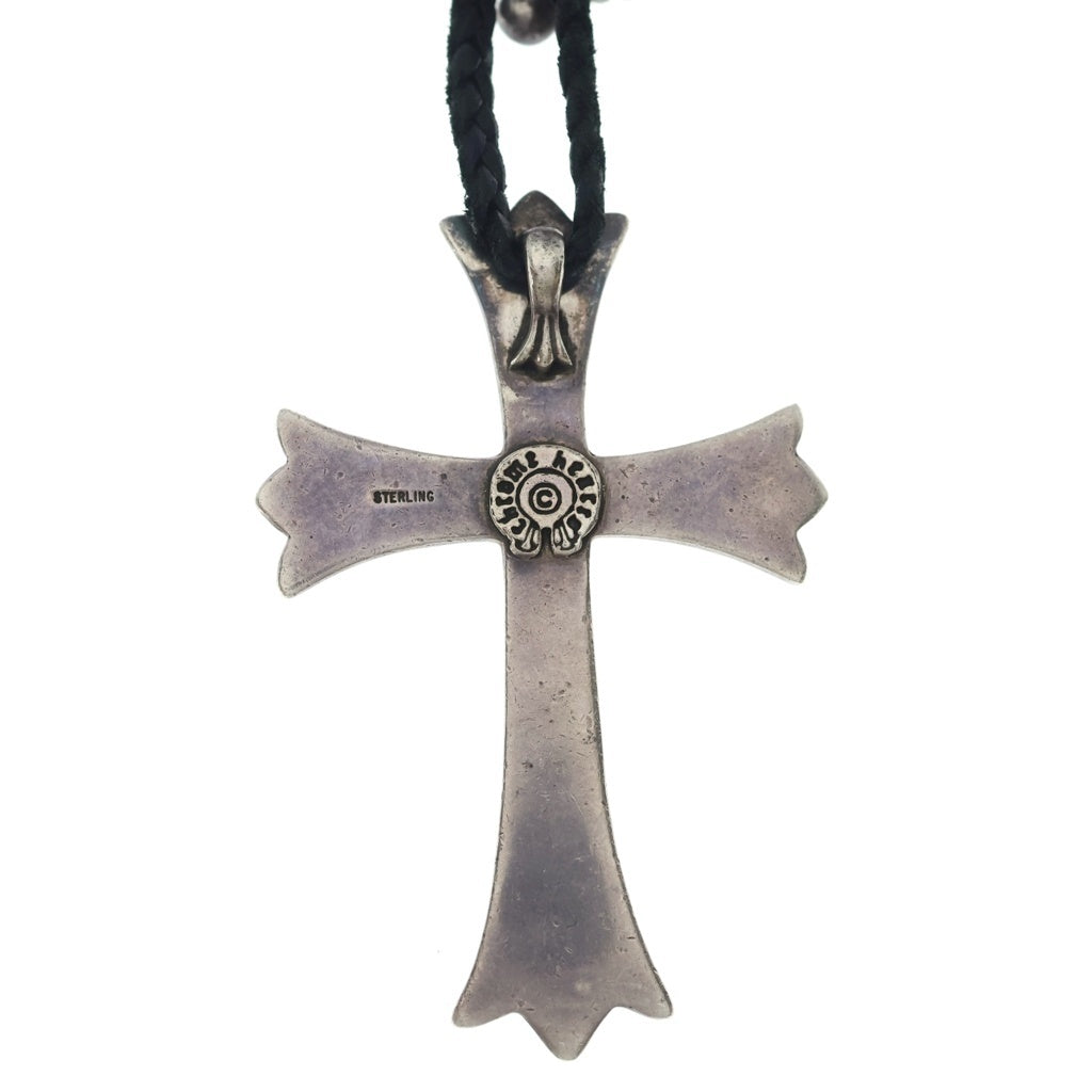 CHROME HEARTS(クロムハーツ) CH CRS LG BC ラージCHクロスペンダント Wボロチップ レザーブレイドネックレス シルバー