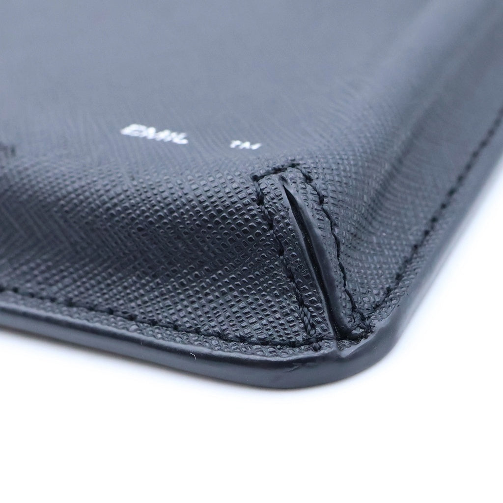 HELIOT EMIL(エリオット・エミル) ショルダーストラップ レザーIPHONEケース ブラック/シルバー