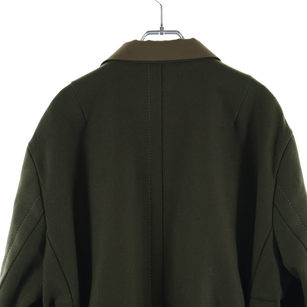 Sacai(サカイ) 22AW WOOL MELTON COAT ウール メルトン ドッキング ベルト付き ロングコート カーキ 22-02883M