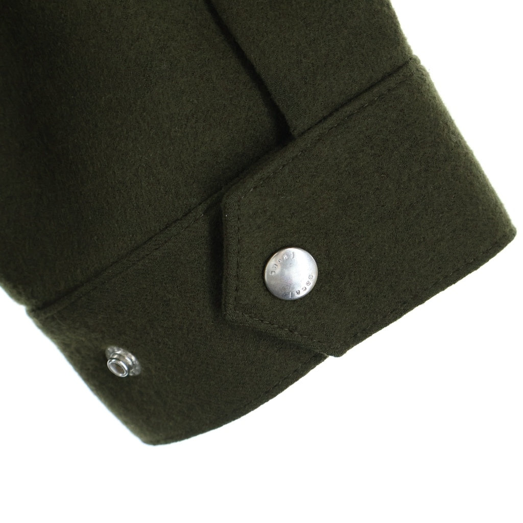 Sacai(サカイ) 22AW WOOL MELTON COAT ウール メルトン ドッキング ベルト付き ロングコート カーキ 22-02883M