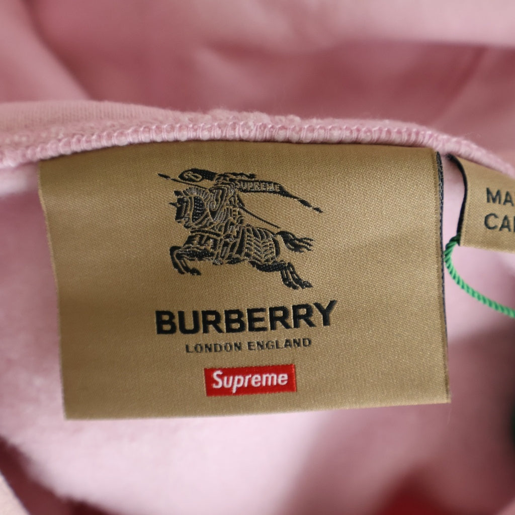 SUPREME(シュプリーム) 22SS x Burberry Box Logo Hooded Sweatshirt バーバリー ボックスロゴ フーディー スウェットシャツ ピンク
