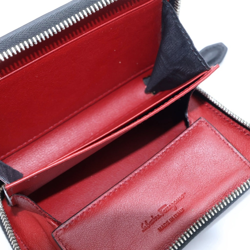 Salvatore Ferragamo(サルヴァトーレ フェラガモ) ガンチーニ ラウンドファスナー コインケース 財布 ブラック JL-66 0492