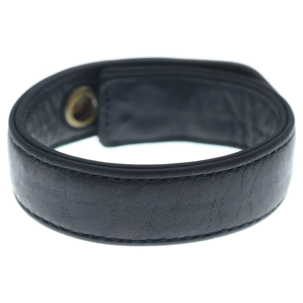 CHROME HEARTS(クロムハーツ) 3BTN 2SNP クロスボール 3ボタン2スナップ レザーブレスレット ブラック/シルバー BCA123
