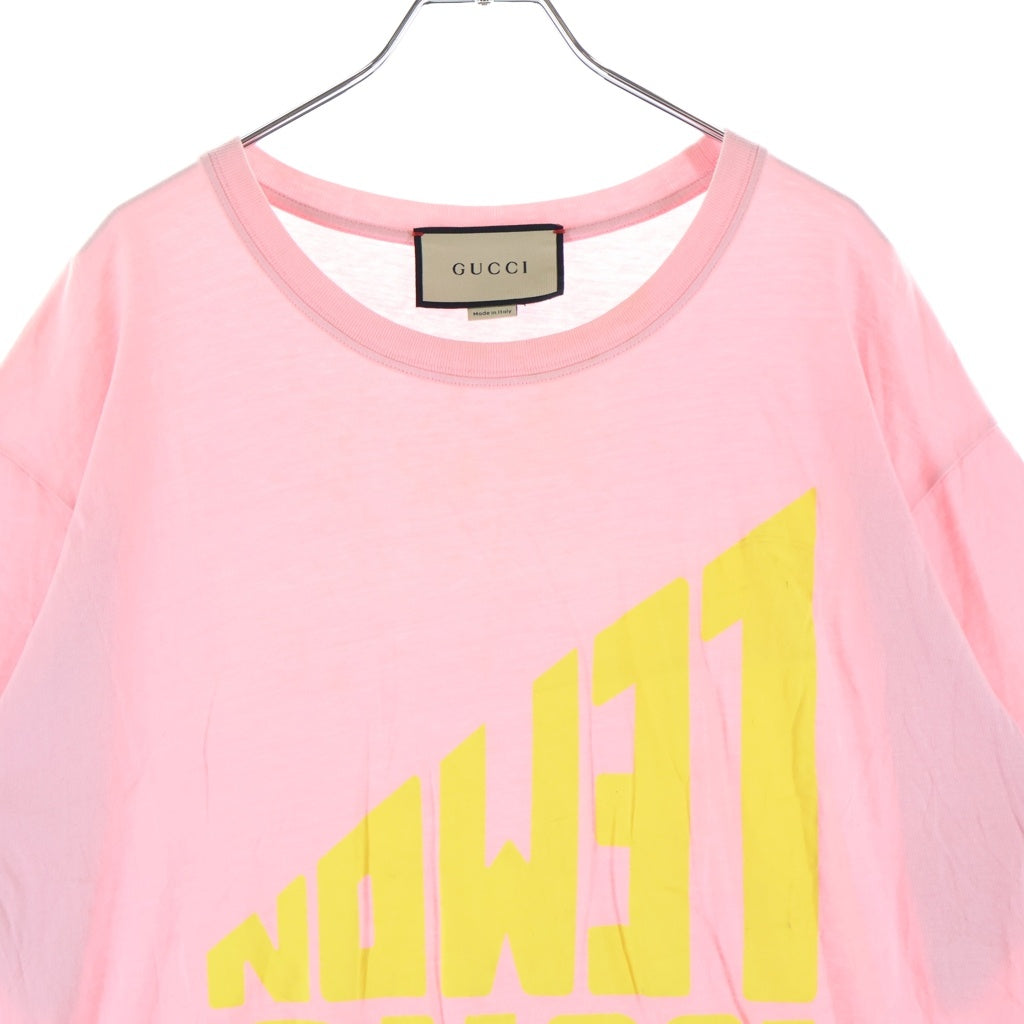 GUCCI(グッチ) 22SS レモングッチプリント 半袖Tシャツ カットソー ピンク 615044 XJD08